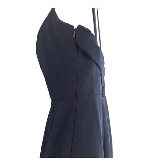 NWT Dessy Collection Vivian Diamond Crepe Halter Trumpet Gown Midnight Navy Sz 2 - Picture 4 of 12